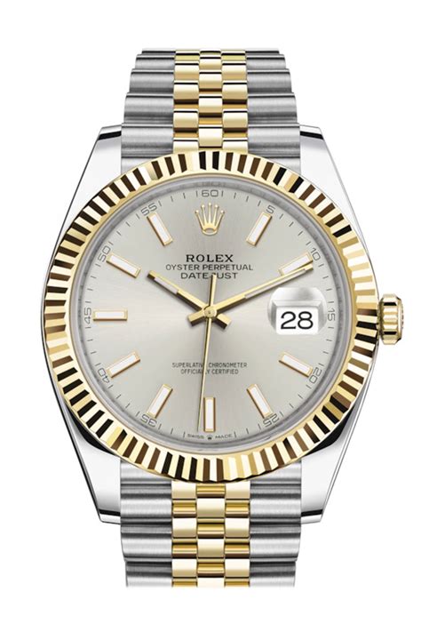 rolex datejust 41 gold silver